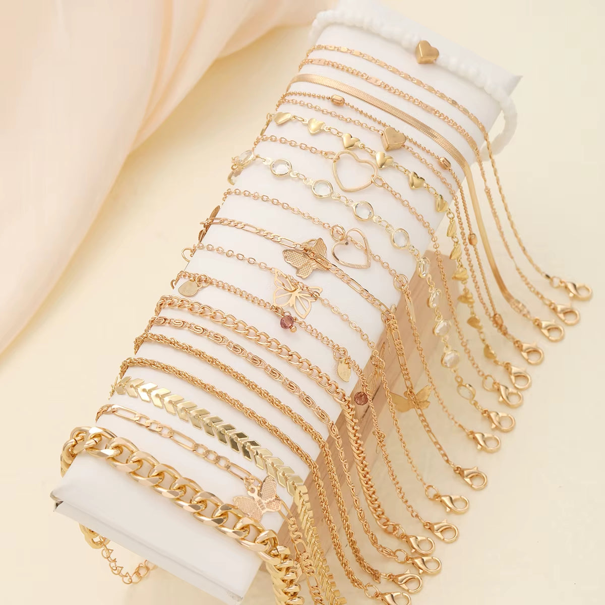 20 Pcs/Set Bohemian Twisted Snake Chain Anklet for Women Summer Beach Vintage Simple Foot Ankle Bracelet on Leg Jewelry Gifts