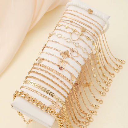 20 Pcs/Set Bohemian Twisted Snake Chain Anklet for Women Summer Beach Vintage Simple Foot Ankle Bracelet on Leg Jewelry Gifts