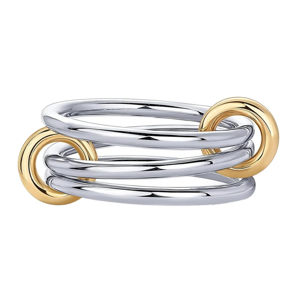 A Niche Two-Color Four-Ring Copper Jewelry Ring, Hypoallergenic, Ins Style, Stacking Artifact, Suitable for Young Women