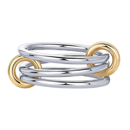 A Niche Two-Color Four-Ring Copper Jewelry Ring, Hypoallergenic, Ins Style, Stacking Artifact, Suitable for Young Women