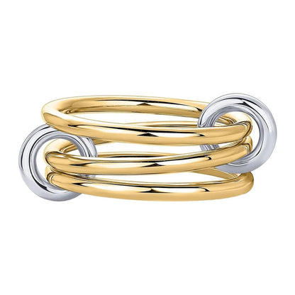A Niche Two-Color Four-Ring Copper Jewelry Ring, Hypoallergenic, Ins Style, Stacking Artifact, Suitable for Young Women