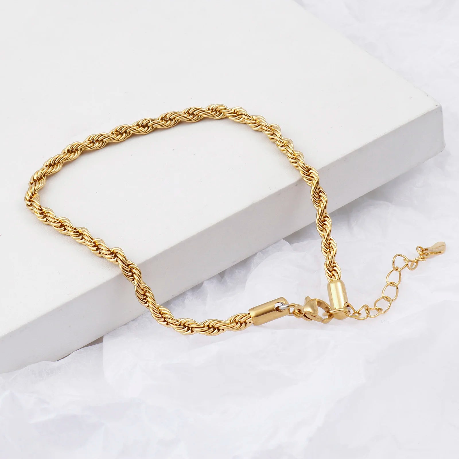 Fashion Stainless Steel Link Chain Anklet Gold Color Bracelet for Women Barefoot Beach Leg Chain Summer Jewelry Gift 23.5Cm Long