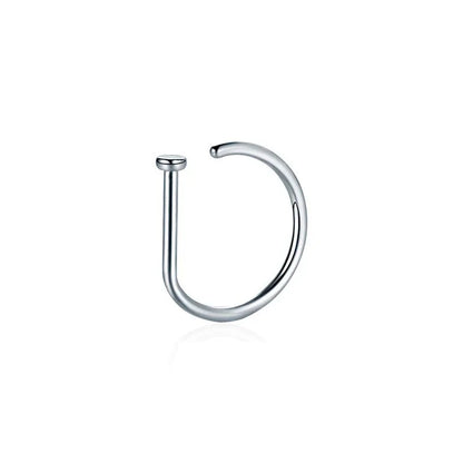 New Curved Barbells Fake Nose Piercing D Shaped Tragus Helix Stud Earring Hoop Septum Stainless Steel Ring Nostril Body Jewelry